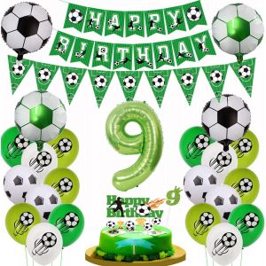 Ballon De Foot 9 Ans Anniversaire, 9 Ans Decoration Anniversaire Football, Vert Foot 9 Ans Anniversaire Gar&ccedil;on, 9 Ans Foot G&acirc;teau Topper, Ballon De Football 9 Ans Gar&ccedil;on Foot D&eacute;co G&acirc;teau - Neuf