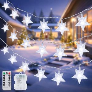 KAL-Guirlande Lumineuse Étoile, 7.5M 50 Led Étoile Guirlande Lumineuse Intérieur, 8 Modes Guirlande Led À Pile Étanche, Lumière Décoration Noel Pour Chambre Fête Mariage Sapin De Noël - Neuf