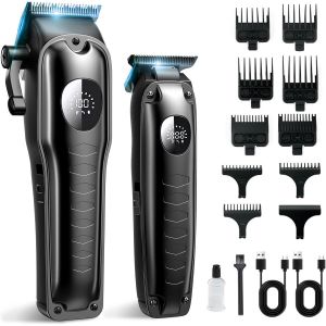 Tondeuse Cheveux Hommes Professionnel, Tondeuse Barbe Homme, Tondeuse, Ipx7 Étanchéité, Écran À Led, Rechargeable, Silencieuse Pour Les Enfants Et La Famille - Neuf