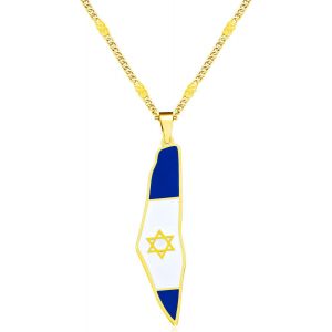 Kal-Collier Pendentif Drapeau Israël, Bijoux Fierté Juive En Acier Inoxydable, Collier Étoile De David Pour Hommes Et Femmes, Souvenir Terre Sainte Y5139 - Neuf
