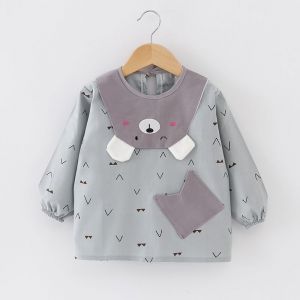 Manches Longues Bébé Enfant Tablier En Tissu De Coton. Pour Manger, La Peinture, La Cuisine, Le Jardin D'enfants, École, Cantine, Le Dme. Bébé Bavoir Serviette, Imperméable À L'eau, Zéro Plastique. - Neuf