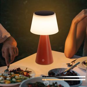 Lampe De Table À Énergie Solaire, Veilleuse, Lampe De Table Led Sans Fil, Lampe De Table À Batterie Usb Rouge À Intensité Réglable Tactile Rechargeable 3600 Mah Pour Salon Moderne - Neuf