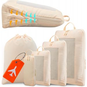 Organisateur Val Lot De 5, Packing Cubes Compression Rangement Val Livr&eacute; Avec Etiquette Val , Organisateur De Val Pour Voyages Ou Stockage &Agrave; Domicile - Neuf