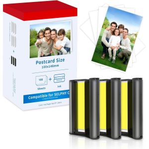 JEXNOVASHOP-Remplacer Pour Canon Selphy cp1500 cp1300 Papier Photo KP-108IN 3115B001(AA) Cartouche et Papier, Compatible Selphy CP1500 CP1300 CP1200 CP910, 3 Cartouche d'encre avec 108 Papiers (100 x - Neuf