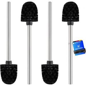 KGABERY-M34155,Brosse Wc Classique 4 Pièces,Manche En Acier Inoxydable,Tête De Brosse Noire 8Cm - Neuf