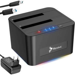 Station D'Accueil Dual Sata - Prend En Charge 2 Disques Durs/Ssd Jusqu'À 16 To, Clonage Hors Ligne, Usb Superspeed 5 Gb/S, Plug & Play, Compatible Avec Windows & Mac Os - Neuf