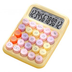 Calculatrice color&eacute;e Calculatrice &agrave; clavier m&eacute;canique Calculatrice de bureau &eacute;lectronique pour le bureau de l'&eacute;cole &agrave; la maison jaune - Neuf