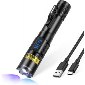 Ulteronixshop-Lampe Torche UV 365nm & 395nm Double Lumi&egrave;re Noire, Lampes de Poche LED Puissante USB Rechargeable, Lampe Wood Ultraviolette D&eacute;tecteur pour d'Urine, Ambr&eacute;, Verre d'Uranium, R&eacute;sine Durci - Neuf