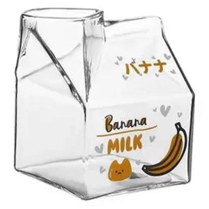 350ml Kawaii Carré Lait Carton Verre Tasse Pudding Tasse Bouteilles De Lait,C - Neuf