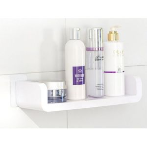 Étagère De Rangement Murale Pour Salle De Bain Et Cuisine, Installation Sans Perforation, Plastique Durable, Blanc - Neuf