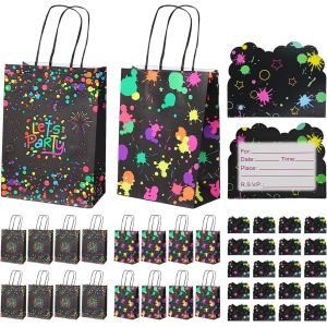 16 Sacs-Cadeaux Colorés Et 20 Cartes,Sacs-Cadeaux Créatifs Et Brillants,Articles D'Emballage Cadeaux,Sac-Cadeau Pour Enfants. - Neuf
