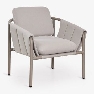 Fauteuil De Jardin Rembourr&eacute; En Acier Zunika Moka Brown - Neuf