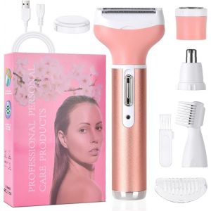 Eryi-Rasoir Électrique Femme, 4 En 1 Rasoir Indolore Rechargeable, Tondeuse Femme Indolore, Rasoir Femme Sans Fil, Épilateur Électrique Femme, Pour La Visage, Bras, Jambes, Aisselles, Bikini - Neuf