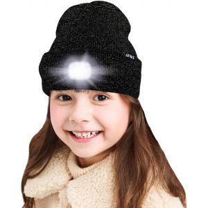 Enfants Led Casquette De Bonnet Éclairée,Lampe Frontale Rechargeable Par Usb Chapeaux De Nuit En Tricot D'hiver Plus Chauds Lumière Cadeaux Noël Pour Garçons Filles.[F71] - Neuf