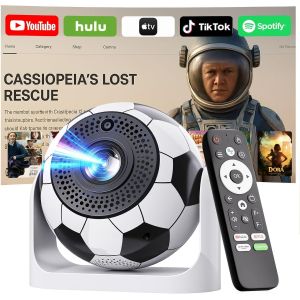 MEVRONISSHOP-Apps int&eacute;gr&eacute;es Mini Vid&eacute;oprojecteur avec Bluetooth 5.2 Portable Mini Projecteur Supporte 4K 1080P Auto Focus/Keystone Videoprojecteur Rotation 90&deg; Compatibile avec HDMI/TV Stick/Memory - Neuf