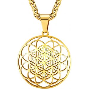 Kal-Collier Bouddhiste Fleur De Vie Mandala Bijoux Porte Bonheur Pour Femme Homme - Neuf