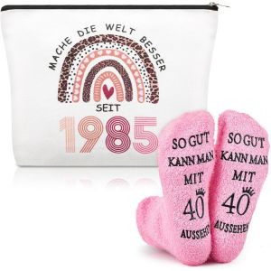 Maa-Cadeaux D'anniversaire Pour Femmes Compris Trousse De Maquillage De Style Imprimé Léopard Et Chaussettes D'anniversaire, Cadeau D'anniversaire Pour Maman, Femme, Petite Amie(40 Ans) - Neuf