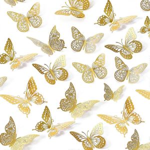 Vente Promotionnelle Décoration Murale Papillon 3d 48pcs,Papillon Doré - Neuf