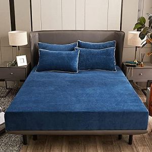 Slep-Drap-Housse En Peluche - 90 X 200 X 30 Cm - Bleu - Pour L'hiver - Toucher Cachemire - Chaud - Convient Pour Matelas De 30 Cm - Neuf
