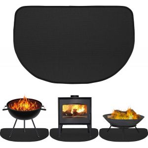 Tapis Ignifuge Cheminée,Plaque Protection Poele a Bois Noir,Tapis Cheminée Anti Feu Antidérapant Fibre Verre Épaisse pour protéger le sol contre les étincelles (40 x 60 cm) - Neuf