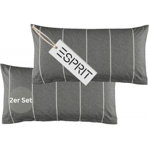 Lot De 2 Taies D'oreiller De Qualit&eacute; Sup&eacute;rieure 40 X 80 Cm - En Coton - Anthracite - Taies D'oreiller Avec Logo Esprit Brod&eacute; - Double Face - Couleur Assortie &Agrave; La Parure De Lit Avec - Neuf