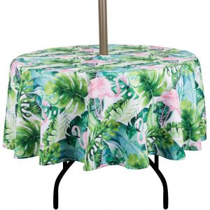Ulteronixshop-Nappe Ronde De 152,4 Cm D'ext&eacute;rieur Et D'int&eacute;rieur Avec Trou De Parasol Et Fermeture &Eacute;clair, Nappe Imperm&eacute;able &Agrave; Fermeture &Eacute;clair Pour Table De Patio, Printemps/&Eacute;t&eacute;, Pour Table Circulai - Neuf