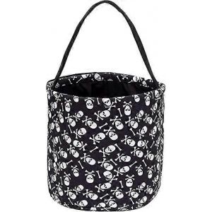 Halloween Trick or Treat Pack - Enfants Bonbons Seau Fourre-tout - Blanc Cr&acirc;ne et des os crois&eacute;s - Noir Panier - Neuf