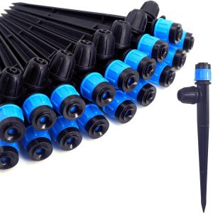100PCS ?metteurs d&iexcl;&reg;irrigation goutte &iquest;&iquest; goutte avec piquet, ventilateur r&iquest;&iquest;glable &iquest;&iquest; 360 &iexcl;&atilde; Pulv&iquest;&iquest;risateur Verrouillage du d&iquest;&iquest;bit d&iexcl;&reg;eau Goutteur barbel&iquest;&iquest; pour tube d&iexcl;&reg;irrigation goutte &iquest;&iquest; goutte 1/4 - Neuf