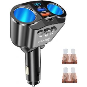 Eryi-Chargeur Allume Cigare Usb C 120w, Double Prise Usb 2.4a Allume Cigare, Adaptateur Allume Cigare Usb 12v/24v Avec Voltmètre [4450] - Neuf