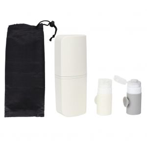 Hjlian Gobelet A Brosse A Dents Portable Pour Salle De Bain, Boite A Dentifrice, Tasse A Dents, Fournitures De Voyage, Gris - Neuf