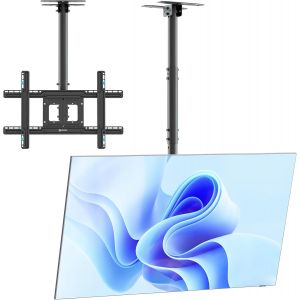 Support Tv Plafond Long Pour 32"" - 80"" Ecran, Bras Articulé Tv Plafond Poids De 68.2 Kg - Support Plafond Tv Vesa 100X100-600X400/Bras Television Mural Plafond Inc Ble Pivotant N2L-B Noir - Neuf