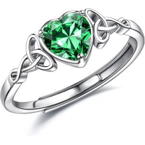 Bague Argent 925 Femme Reglable Bague Pierre De Naissance Coeur Brillant Alliance Femme Bague De Fiancailles Bague Promesse Mariage Bague Pouce Bague Femme Argent Bijoux Avec Bo&icirc;te Cadeau - Neuf