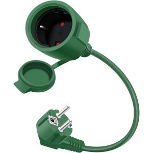 Cable D'extension Schuko Coudé 16A 250V Mini Rallonge Electrique Rallonge électrique Courte Schuko 2 AC Prise IP44 pour Utilisation Extérieure ou Intérieure (Vert,0.5m) - Neuf