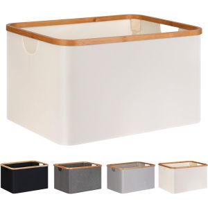 MEVRONISSHOP-Panier &agrave; Linge Pliable 60L, Tissu Bambou Panier de Rangement Pliable, Rangement Panier &agrave; Linge, Laundry Baskets pour Chambre &agrave; Coucher Salle de Bain (Beige) - Neuf