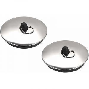 Bouchon de vidange en caoutchouc pour &eacute;vier de 57 mm avec anneau pour baignoire, cuisine, toilettes, 2 pi&egrave;ces - Neuf