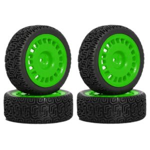4pcs 68mm Rally-Tires Pneu en caoutchouc Pneu Pneu Voiture Upgrade Pi&egrave;ces Vert - Neuf