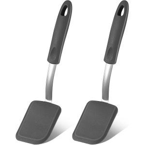 Lot De 2 Mini Spatules &Agrave; Brownies Flexibles En Silicone Pour Ustensiles De Cuisine Antiadh&eacute;sifs, R&eacute;sistantes &Agrave; La Chaleur, Sans Rayures Pour Cr&ecirc;pes Aux ?Ufs (Gris) - Neuf