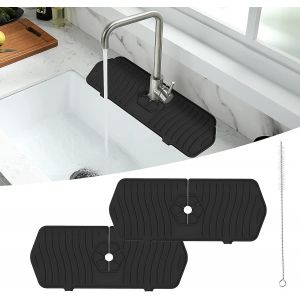 Tapis de protection anti-&eacute;claboussures en silicone pour robinet avec accessoire de vidange - Lot de 2 - Neuf