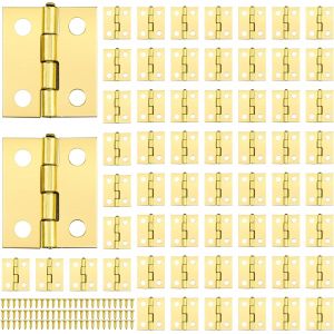 60pcs Charniere Miniature Mini Charni&egrave;res Laiton Mini Charni&egrave;res pour Miniature Petites Charni&egrave;res pour Boite avec 240pcs Vis pour DIY Bo&icirc;te Mod&egrave;le Jouet Ouvrages D'art Artisanat 18 * 15MM - Neuf
