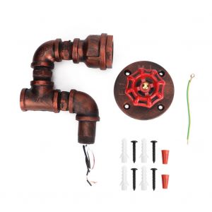 Hjlian Applique Murale Led Industrielle En Fer E27 Pour Bar, Couloir, Escaliers, Balcon, 85-245 V (Rouille Rouge) - Neuf
