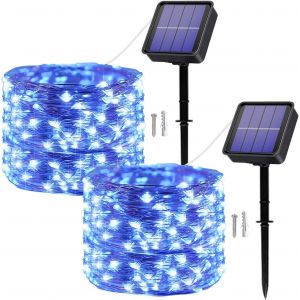 Guirlande Lumineuse Exterieur Solaire,[Lot De 2] 24m 240led Guirlande Solaire 8 Modes Fil De Cuivre Étanche Décoration Guirlande Lumineuse Pour Jardin,Mariage,Fête,Terrasse,Chambre,Balcon - Neuf