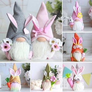 Gnomes de Pâques ornements poupée sans visage et oeuf jouets en peluche pour fêtes et festivals - Neuf