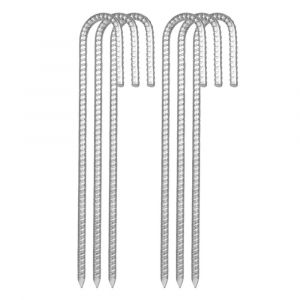 Lot De 10 Piquets D'ancrage Au Sol De 32 Cm, Clous De Tente Avec Pointe Biseautée À L'extrémité, Idéal Pour Sécuriser Les Clôtures, Tentes, Auvents, Abris De Jardin, Trampolines - Neuf