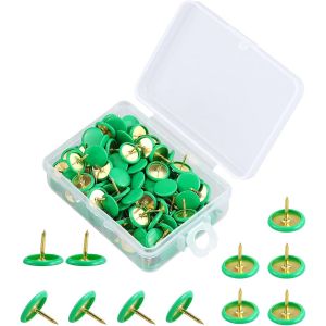 ChenQuanSarl-Lot De 150 Puna s D&eacute;coratives Vertes &Agrave; T&ecirc;te Ronde En Laiton Avec Pointe En Acier Pour Mur Photo, Tableau En Li&egrave;ge, Tableau D'Affichage - Neuf