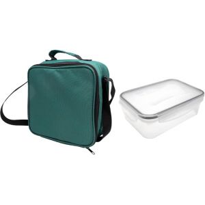 Kalanka-Fih 1508 Bo&icirc;te &Agrave; Lunch Isotherme Verte Avec R&eacute;cipient Herm&eacute;tique 1 L, Sac Alimentaire Avec Int&eacute;rieur Isolant, Facile &Agrave; Nettoyer, Avec Poign&eacute;e, Id&eacute;al Pour Le Travail Et Le Bureau - Neuf