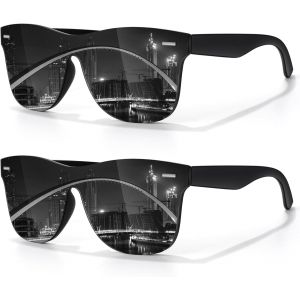 Lunettes De Soleil Homme Femme Polarisées Mode,Abat-Jour Plats Réfléchissants En Une Seule Pièce Pour Conduite Pêche Protection Uv - Neuf