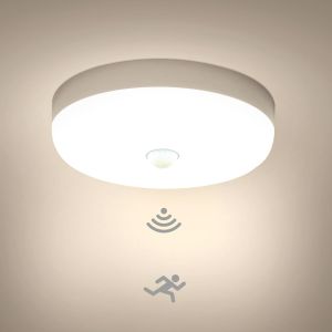 Kal-Plafonnier Led Detecteur De Mouvement 15w, Lampe Plafond Avec Capteur Intérieur, Ip56 Luminaire Plafonnier Automatique, Pour Hublot, Couloir Et Cave, 220v Motion Sensor Rond Ceiling Lights Indoor - Neuf