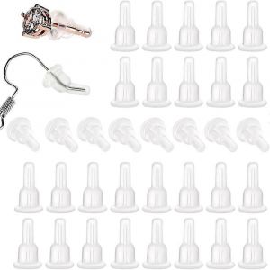 100pcs Boucles D'oreilles En Silicone Dos Anti-Poussière Hypoallergénique Doux Oreille Coussinets De Sécurité Backstops Pour Stabiliser Les Boucles D'oreilles Clous Crochets - Neuf