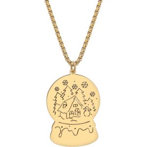 Kal-Collier De Noël En Acier Inoxydable Plaqué Or 18k Pour Les Femmes Et Les Filles Bijoux À Pendentifs Cadeaux Pour Décorations De Fêtes De Fin D'année - Neuf
