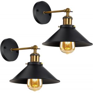 Ensemble De 2 Vintage Industriel Mur De Lumières, 180° Rotatif Edison Style D'intérieur Applique Murale, E27 Noir Métal Plafonnier - Neuf